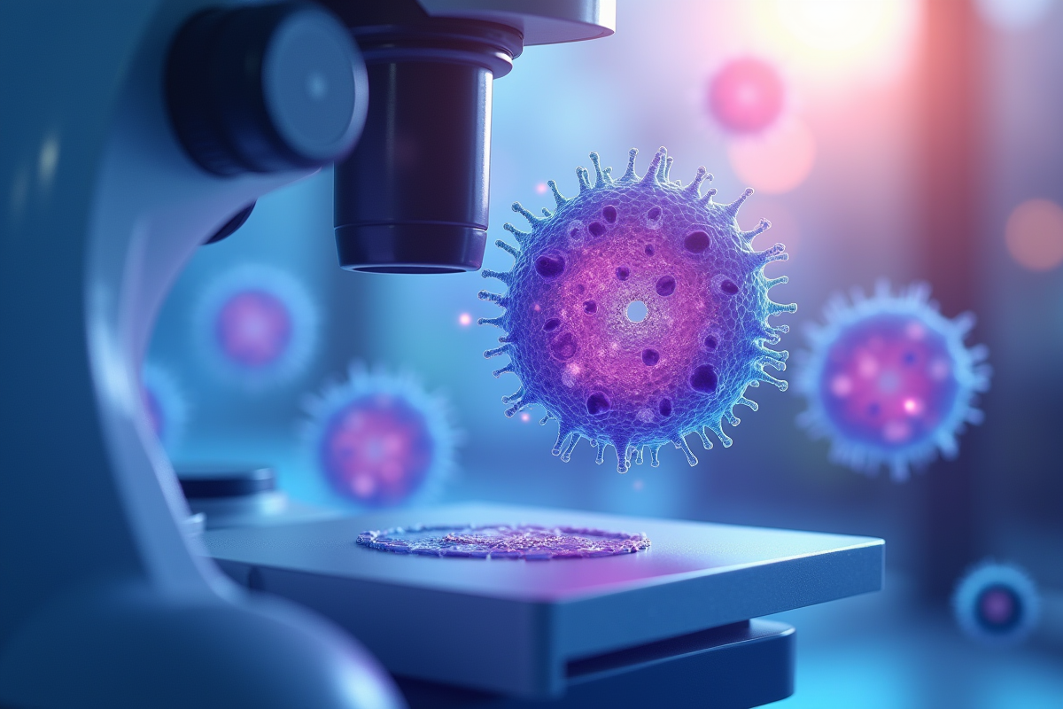 Bactéries staphylocoque vues au microscope en laboratoire