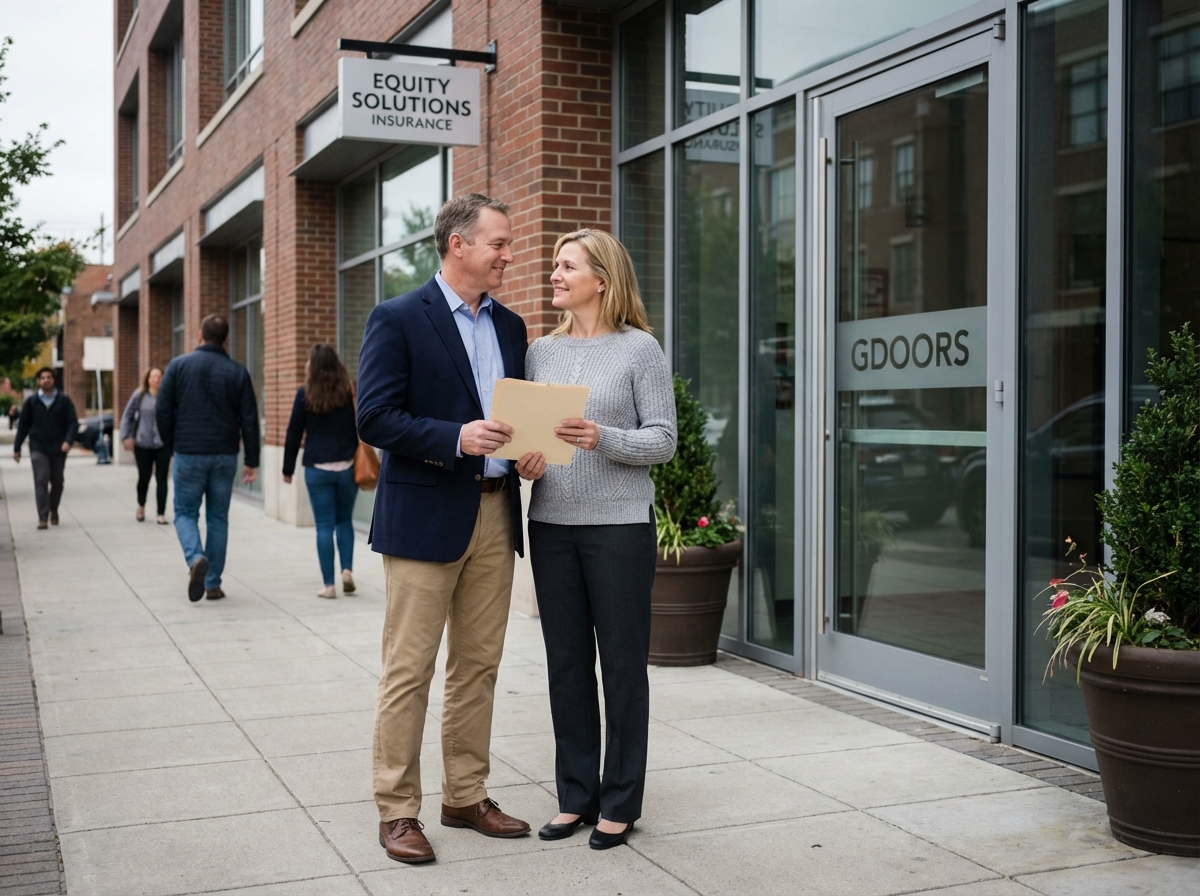 Couple souriant après signature d
