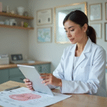 Dermatologue femme en consultation dans une clinique moderne