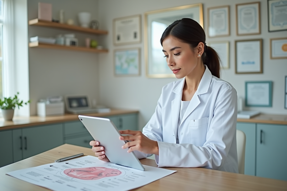 Dermatologue femme en consultation dans une clinique moderne