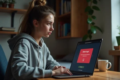 Étudiante frustrée face à une erreur de connexion sur le portail Cristolink UPEC depuis son ordinateur portable