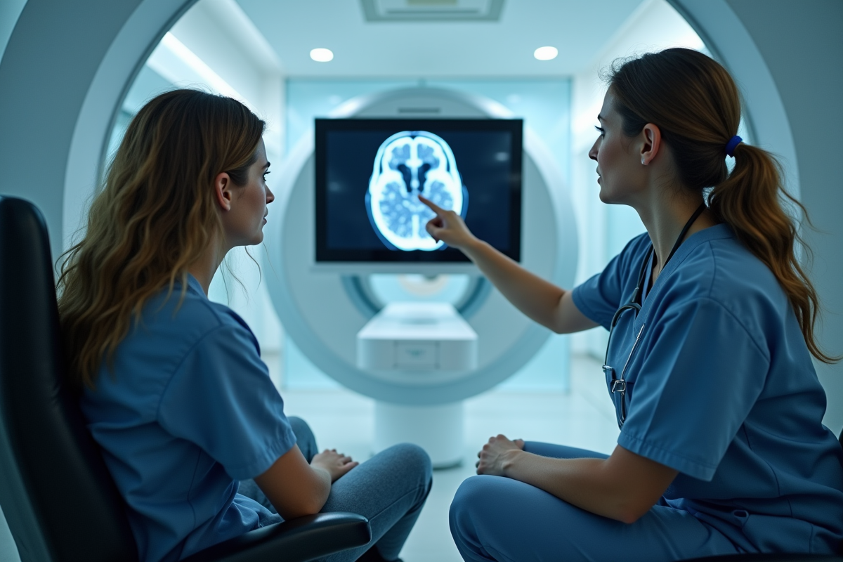 Jeune femme dans une salle de contrôle d