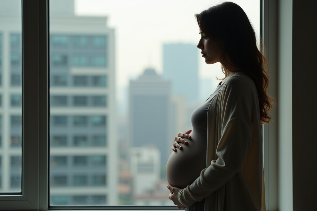 Femme enceinte debout près d