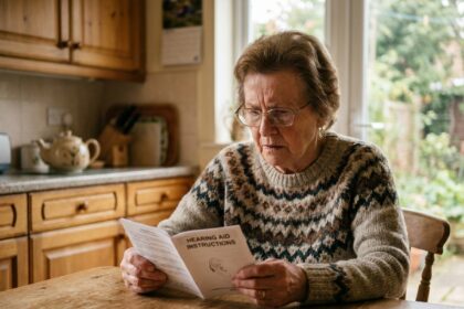 Femme de 60 ans lisant ses instructions d'audition