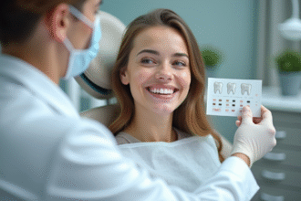 Femme souriante dans une clinique dentaire moderne