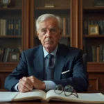 Portrait d'un homme d'affaires âgé en costume navy