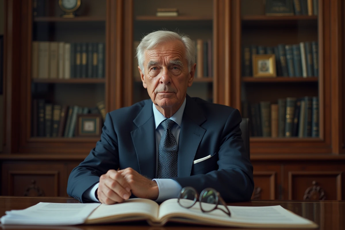 Portrait d'un homme d'affaires âgé en costume navy