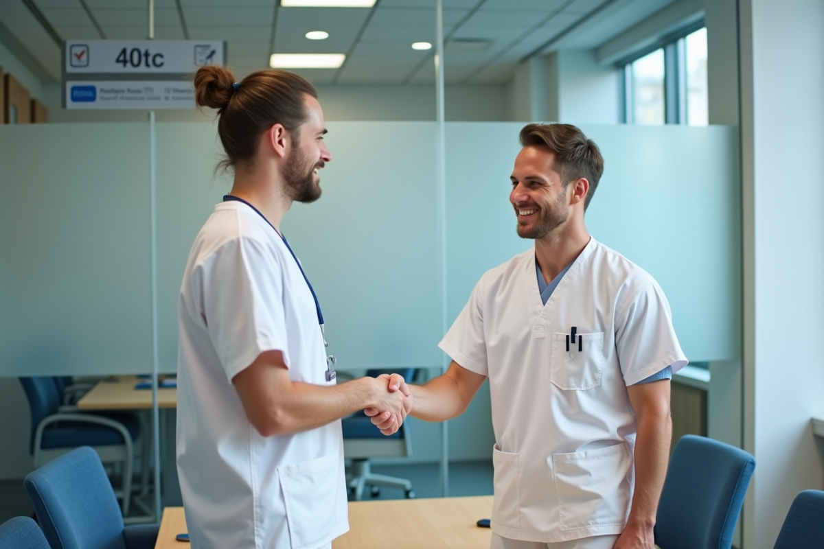 Homme souriant serrant la main d