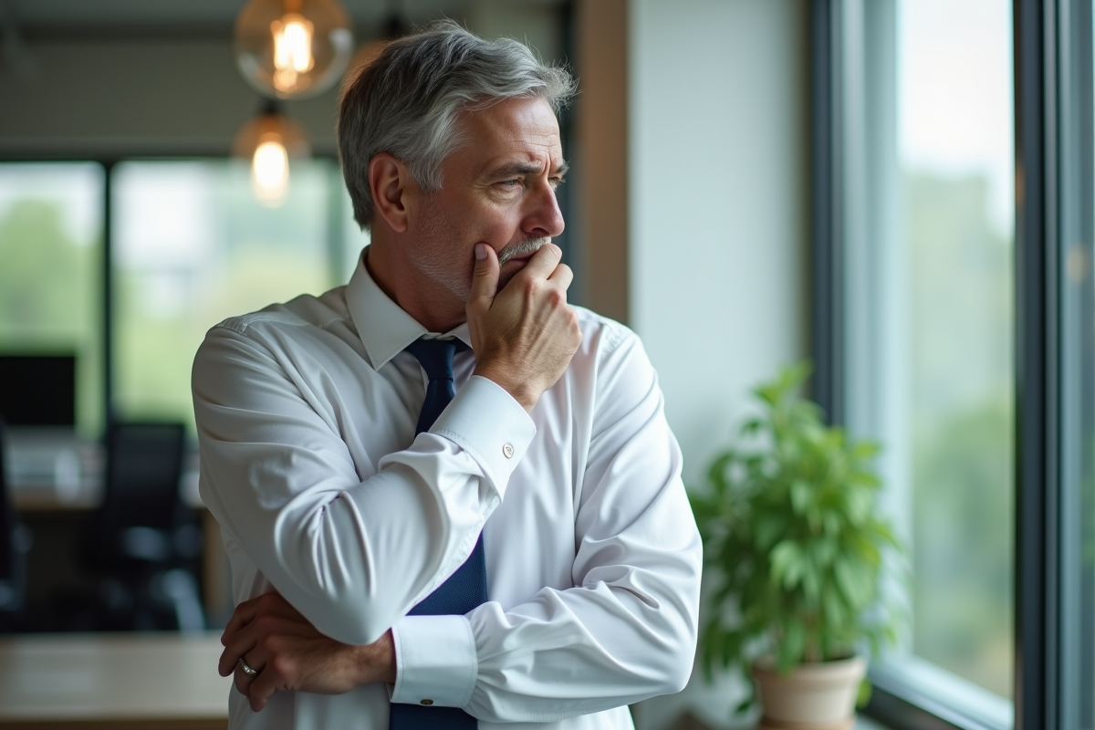 Homme d affaires tousse au bureau près d une fenêtre