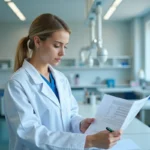 Jeune femme medecin en laboratoire hospitalier