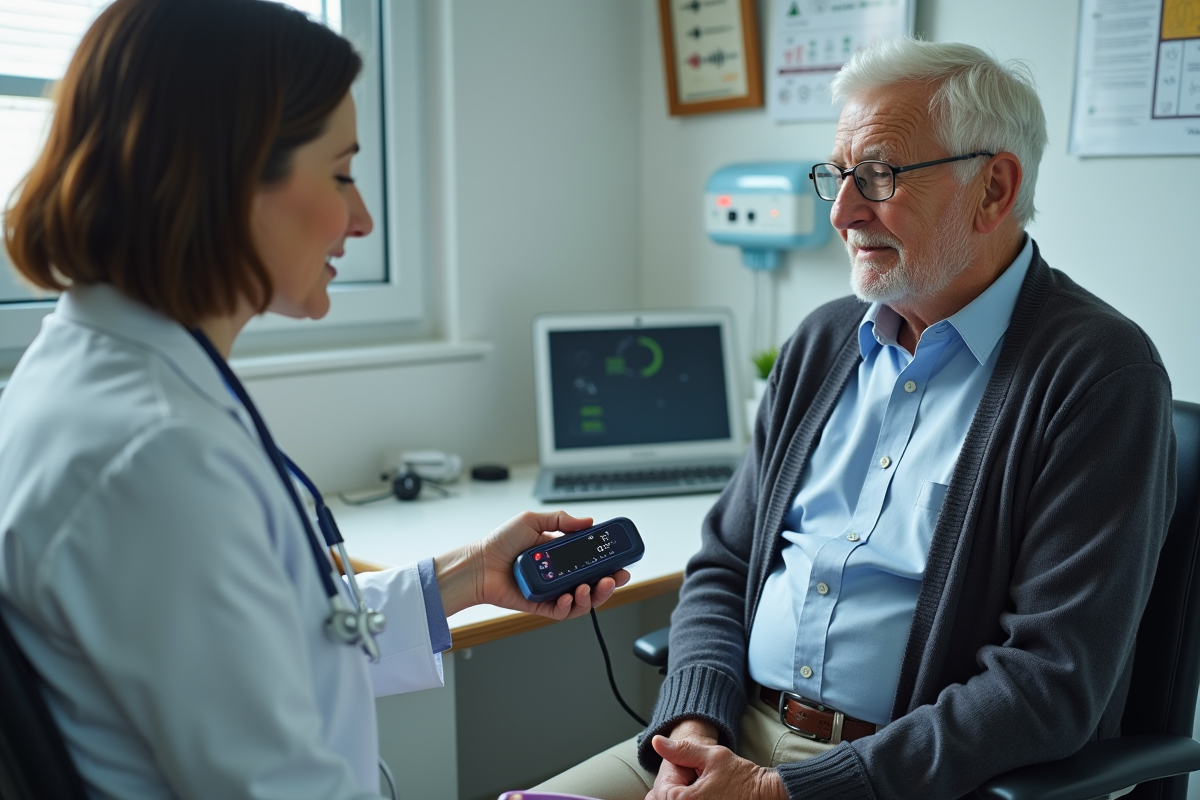 Médecin vérifiant la saturation en oxygène d