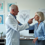 Médecin neurologue aidant une patiente lors d'un test de coordination